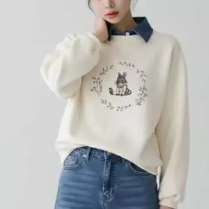 [옷자락]여자 데일리 캐주얼 오버핏 레이어드 카라 맨투맨