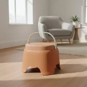 이동식 손잡이 가죽무늬 접이식 발판 의자 소형 인테리어 스툴