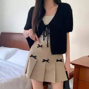 [옷자락]여자 발레 리본 테니스 미니 스커트