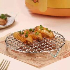 내구성 있는 스테인리스 스틸 BBQ 쿨링 발받침 원형 적층형 베이 그물 논스틱