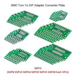 30PCS PCB 보드 키트 SOP24 SOP8 SMD DIP 어댑터 컨버터 플레이트 8 14 16 20 24 28 Ibuw