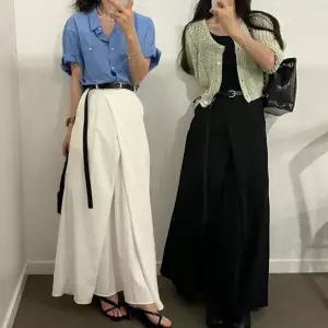 출근룩 하객룩 우아한 사선라인 랩스타일 롱스커트