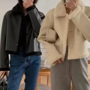 겨울 스타일링 리버시블 세련된 아우터 양모 레더자켓