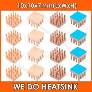 열패드 유무에 관계없이 10x10x7mm의 소형 사각 핀핀 구리 히트싱크 쿨러 라디에이터를 제작