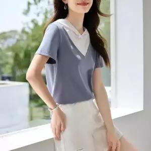 여친 여름 투피스 반팔 가짜 데일리 티 상의 후드 후드티 SPO마켓2