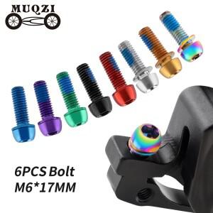 MUQZI 6개입 M6x17mm 디스크 브레이크 캘리퍼 볼트 자전거 스템 MTB 크랭크 암 나사 와셔 포함 부품
