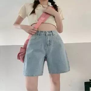 여자 연청 데님 5부 청 반바지 여름 하프 팬츠 (HSJ-WF1C32F)