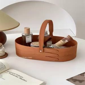 모던 수납 우드 바구니 셰이커박스 핸들 빈티지 트레이