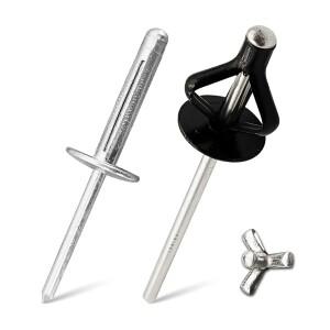 30/50Pcs 대형 플랜지 Trifold 리벳 블랙/실버 알루미늄 접이식 블라인드 팝 폭발 직경 3.2/4.0/4.8/6.4mm