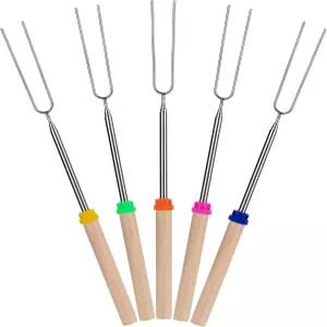 UNCO - 확장 가능한 스테인리스 스틸 로스팅 스틱 5팩 32인치 S smore 핫도그 캠프파이어 및 불 구덩이용