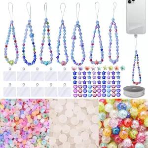 솽가르트 531개 휴대폰 체인 구슬 만들기 키트 참스 랜야드 손목 스트랩 세트 매트 프로스팅 버스트 원형
