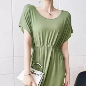 여성 여름 냉감 반팔 원피스 잠옷 모달 홈웨어 빅사이즈