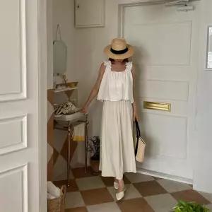 [옷자락]여자 허리밴딩 쿨링 썸머 플레어 롱 스커트