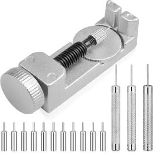 시계 밴드 제거기 팔찌 크기 조정 스트랩 및 수리를 위한 12개의 교체 핀과 3개의 펀치가 포함된 링크 제거