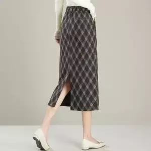 치마 모직 여친 롱 빈티지 가을 소선명 퀼팅 정장 뒤 트임 트위드 출근룩 SPO마켓3