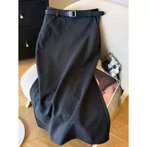 스커트 롱 모직 빈티지 캐주얼 가을 여친 힙업 출근룩 트임 정장 SPO마켓3
