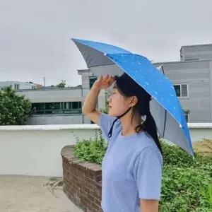 머리에 쓰는 우산 모자 중형 블루 머리에쓰는 파라솔_23477489