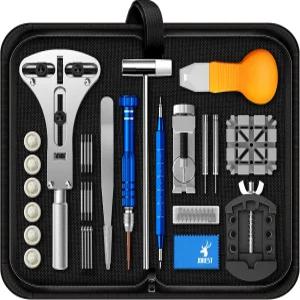 JOREST 시계 수리 도구 키트 배터리 교체 스트랩 조정 팔찌 핀 제거 밴드 링크 제거기 크기 렌치 개구부