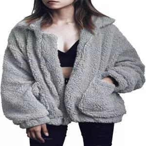 프리티가든 여성 패션 겨울 코트 셰르파 플리스 인조 모피 전단 오버사이즈 트렌디 재킷 따뜻한 아우터