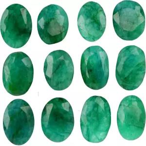 리얼젬스 콜롬비아 에메랄드 약 60Ct - 7개 자연 타원형 컷 그린 루즈 원석 로트