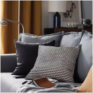 [이케아]KUSTFLY 쿠스트플뤼 쿠션커버 베이지블랙 50x50cm