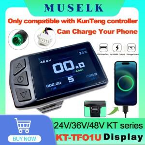 USB 충전 포트 KT 컨트롤러한 TF01U 디스플레이 24V/36V/48V 전기 자전거 컬러 LCD TFT 부품