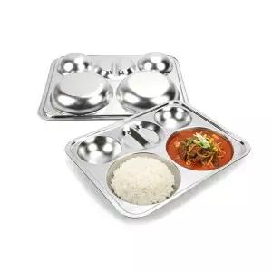 보급형 TI36JL49 스텐 세로반달 원형 4찬 식판 단체급식 학교식판