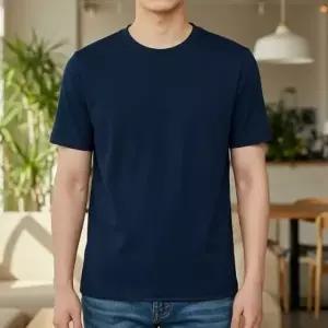 WL 남자 여성 면 반팔 티 여름 무지 기본 티셔츠 남색105