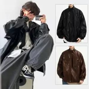 라이더 루즈핏 남성 빈티지 레더 자켓