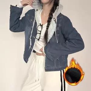 2컬러 여성 겨울 기모 후드 데님 청자켓 WS-DN05