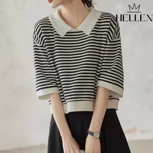 [하프클럽/] 데일리 줄무늬 단가라 스 카라 반팔티 단카라반팔티 B-311