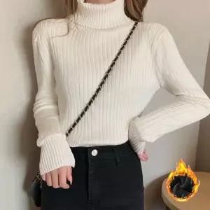 여성 슬림핏 기모 니트 골지 목폴라 티셔츠 LK-T003