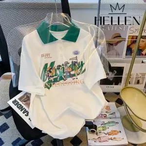 [하프클럽/] 배색 카라 프린팅 반소매 티셔츠 캠프카라반팔티 B-288