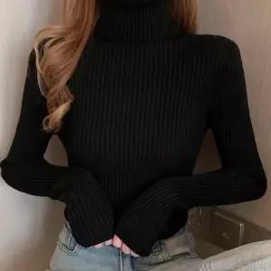 여성 데일리 골지 니트 스웨터 목폴라 티셔츠 LK-T013