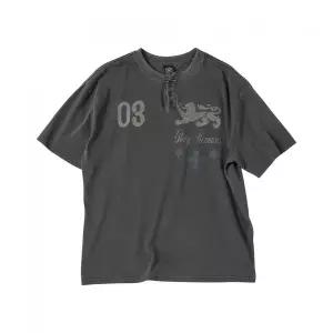 TRAVEL 글로리 리메인스 피그먼트 헨리넥 반팔티 블랙 차콜