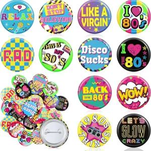 야오미아오 80년대 파티 버튼 액세서리 여성용 핀 재킷용 백팩 의류 장식용 36개