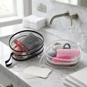 투명 PVC 파우치 화장품 여행용 세면도구 수납 가방 대형 투명백 여행용파우치