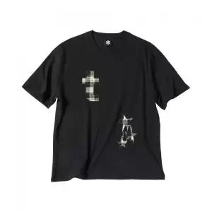 TRAVEL 멜팅 체크 아플리케 반팔티 블랙