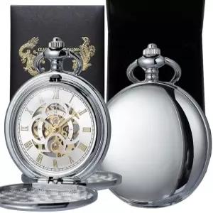 체인 레트로 매끄러운 클래식 핸드윈드 로마 숫자가 있는 더마흐트 기계식 포켓 워치 남녀용