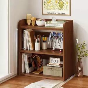 빈티지 책꽂이 정리선반 원목 책장 간이 데스크탑 수납 코너 소형 책상위