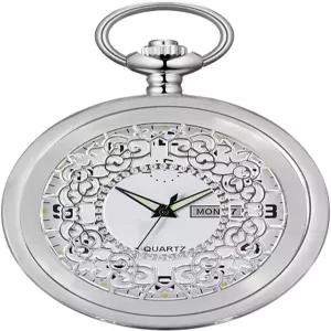 보시야 남성용 할로우 쿼츠 포켓 워치 클래식 아랍 디지털 야광 다이얼 체인점이 있는 데이트 크리스마스