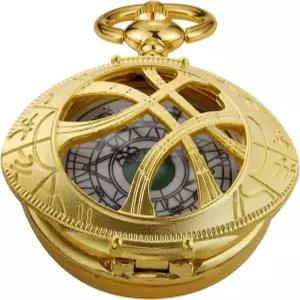 후잇 남성 쿼츠 포켓 워치 그린 즈 라운드 케이스 모양 펜던트 목걸이