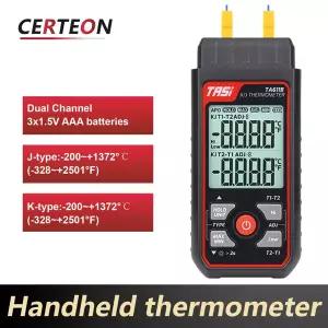 TA611B 듀얼 채널 K형 열전대 온도계 고정밀 접촉식 프로브 액체 및 표면 온도 측정