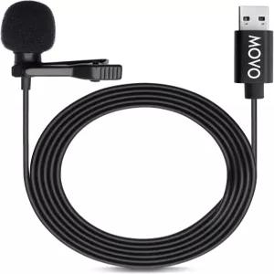 노트북 PC 및 Mac용 Movo M1 USB 라발리에 라펠 클립온 전방향 컴퓨터 마이크 완벽한 팟캐스트 게임