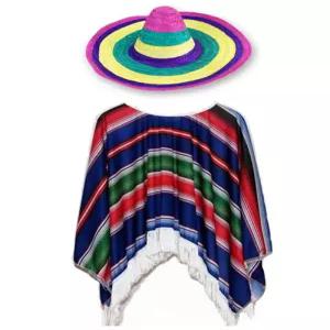 멕시코 판초 코스튬 파티 축제 의상 할로윈 무대 캠핑 몽골판초 몽골 모자 망토 인디언