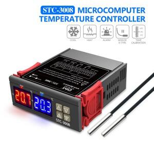 STC-3008 듀얼 디지털 온도 컨트롤러 DC12V/24V AC110-220V 조절기(히터 및 쿨러 조절기 포함)