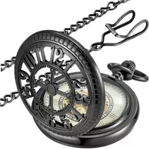 체인이 있는 MJSCPHBJK 빈티지 포켓 워치 기계식 디자인 로마 숫자 스케일 쿼츠 크리스마스 선물