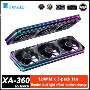 JONSBO XA-120/XA-360 3팩 120mm PC 케이스 팬 삼면 미러 5V/3핀 ARGB 통합 냉각 배기