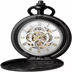 체인이 달린 Kchss 기계식 포켓 워치 - 레트로 스무스 클래식 손바람 남녀용 로마 숫자