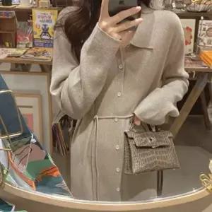 니트카라원피스 니트원피스 가을 겨울 롱 하객 카라 단추 원피스